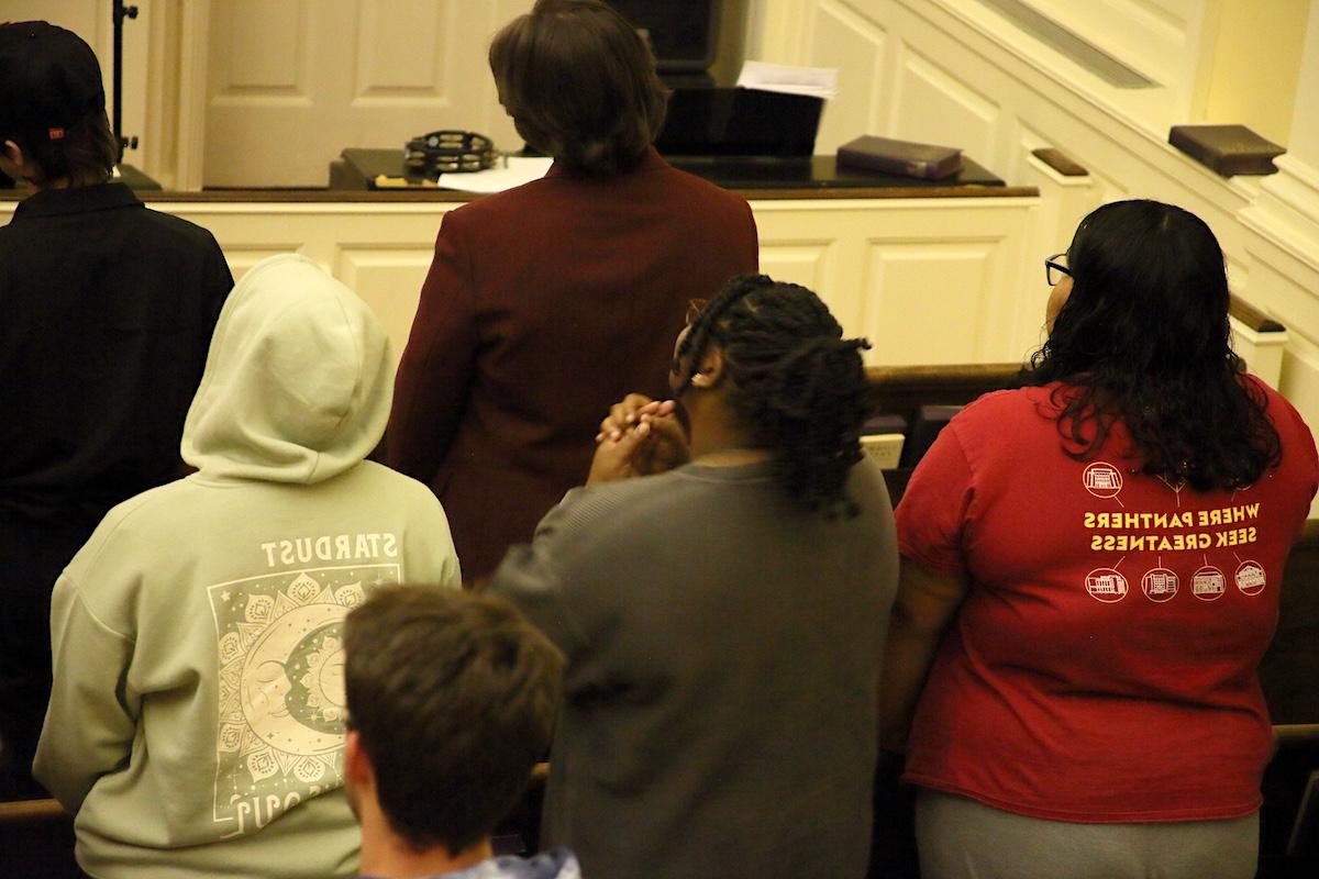 Students worshiping in the Chapel